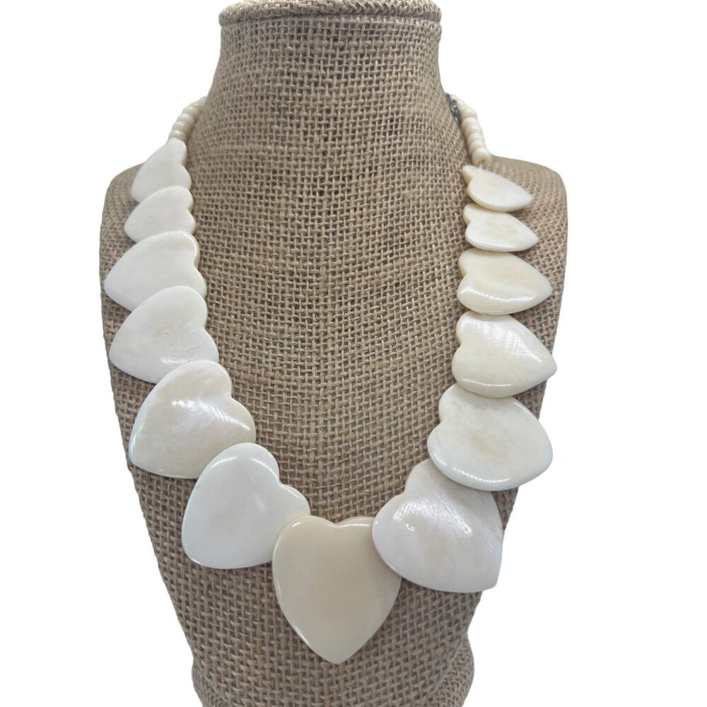 Vintage Heart Shaped Beaded Necklace Graduated Adjustable 21.5"